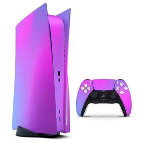 Neon Holographic V1 - Design Skinz Full-Body Cover Wrap Decal Skin-Kit Compatible with The Sony Playstation 3 Console Super Slim + Controller