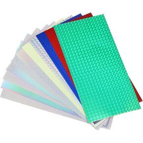 PATIKIL Assorted Reflective Fishing Lure Stickers, 12Pcs Adhesive Waterproof Fish Scale Film DIY Flash Lure Tape for Fishing Lure Making Metal Baits, Multicolored