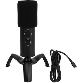 Akozon USB Condenser Microphone Adjustable Desktop RGB Gaming Microphone for Recording Live Streaming Podcasting