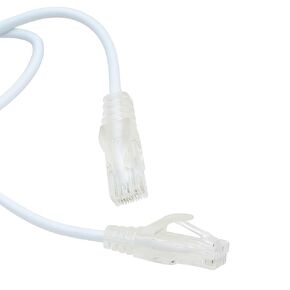 Premium Slim Type Patch Cord, 3ft White, UTP Cat 6A 10G, 50Micron, 28AWG, PVC, 3.6mm Diameter, Transparent/Opaque Boot, High-Speed Ethernet Cable, Package of 5 Units