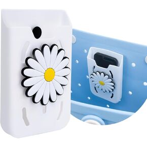 Silicone Phone Holder for Bogg Bag, Accessories for Beach Tote, Compatible with L/XL Simple Modern Beach Tote and Baby/XL Bogg Bag, Universal Silicone Cell Phone Case Holder with Flower Charm White