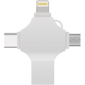 محرك أقراص فلاش 128 جيجابايت USB 4-in-1 ، وعصا الذاكرة ، والتخزين الخارجي ، وتوافق مع iPhone/iPad/iPod/computer/iOS و Android/PC والمزيد