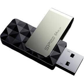 Silicon Power 64GB Blaze B30 USB 3.0 Swivel Flash Drive, Black (SP064GBUF3B30V1K)