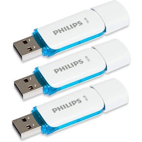 PHILIPS 16GB Flash Drive, Snow Edition USB 2.0 - White/Blue - 3-Pack