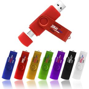 Custom OTG USB Flash Drive, 50 Pack Multifunctional Thumb Drive with Dual USB Connector for Type C Devices and PC, Perfect for Corporate Giveaways & Promotions (64, GB)