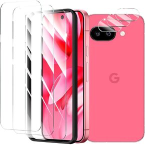 3*Screen Protector and 3*Camera Lens Protector for Google Pixel 9A with a Installation Alignment Aid, Double Shatterproof HD Tempered Glass Film, [9H Hardness][Anti-Shatter][Anti-Scratch]