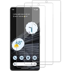3 Pack for Google Pixel 7 Tempered Glass Screen Protector, Scratch-Proof, Bubble-Free,HD Transparent, 9H Hardness,Bubble Free, Black border, GVU6C GQML3