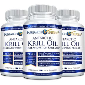 Research Verified Antarctic Krill Oil - Improve Heart Function, Boost Cognition - 2000mg - 60 Softgels - Made in The USA in Kuwait