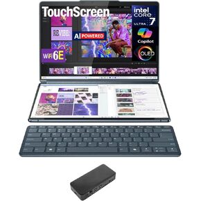 Lenovo Yoga Book 9i 2-in-1 AI PC 2-in-1 Laptop 13.3" Touchscreen OLED 2.8K Display (Intel Core Ultra 7 155U, 16GB LPDDR5X, 1TB SSD, 3 Thunderbolt 4, WiFi 6E, Webcam, Win 11 Home) w/USB-C Dock