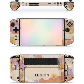 ZOOMHITSKINS Glitter Gaming Skin Compatible with Lenovo Legion Skin, Orange Sunflowers Flowers Cute Cartoon Beige, 3M Vinyl Decal Sticker Wrap, Made in The USA