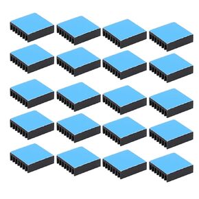 Hyuduo 20pcs Black mini Aluminum heatsinks, 20 x 20 x 6mm, for PC Chips, IC Power Supplies, with Wide Application in LED Lighting Equipment (No Backing Glue)