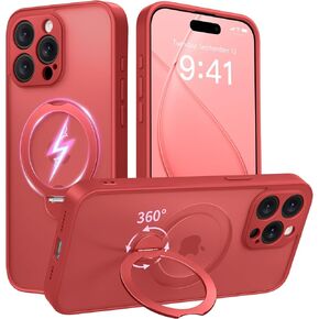360 ° تدور مغناطيسي حامل لـ iPhone 16 Pro Max ، [متوافق مع Magsafe] [حماية الكاميرا الكاملة] [حماية قطرة عسكرية 16 قدمًا] ، علبة الهاتف غير اللامعة Silm ، براون