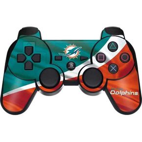 Skinit Skinit Gaming Gaming Skiner مع وحدة تحكم لاسلكية Dual Frack Dual PS3 - تصميم NFL Miami Dolphins مرخص رسميًا