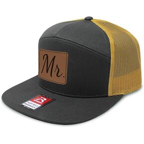 Custom Engraved Mesh Cap Hat Mr. Husband Wedding Marriage B Dad Leather Patch Hats