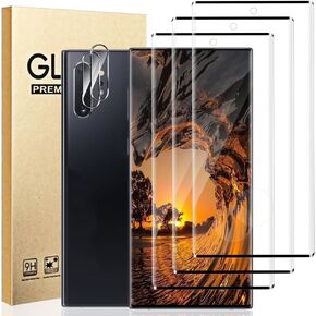 2+2 Pack For Note 10 Plus Screen Protector with Camera Lens Protector, Support Fingerprint Unlock,3D Full Curved,9H Tempered Glass,HD Clear,Touch Sensitive,No bubbles For Samsung Note 10 Plus 6.8 Inch