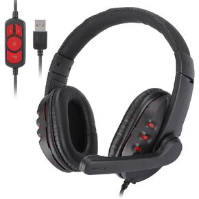 Acouto OVLENG Q7 Esports Wired Headset G Headpho with PU Leather Ear Cover Red Black G Headpho for Gaming