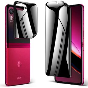 [2 Pack] for Motorola Razr 2025 Privacy Screen Protector, 1 Pack Internal Anti-Spy Flexible Film + 1 Pack Outer Privacy Screen Protector for Moto Razr 2025, Anti Scratch Case Friendly