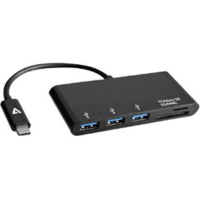 V7 V7UC3U-HUB-BLK-1N USB-C to 5in1 Hub Black 3XUSB3. 1Xsd 1Xmicro SD