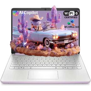 HP Stream 14 Student Business Laptop, Intel N150 Processor(quad-core), 32GB RAM, 384GB Storage (128GB UFS+256GB MSD), Microsoft Office 365, Copilot AI, 1TB Cloud Storage, Honey Lavender, with 5ave Kit
