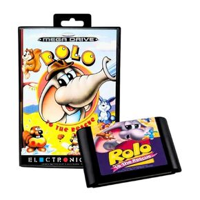 Rolo to the Rescue Game Cartridge 16 Bit MD Game Card with-tail-box لـ Sega Mega Drive للحصول على وحدة تحكم ألعاب الفيديو Genesis