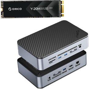 ORICO Y20M 4TB M.2 SATA SSD and D35M2 12-in-1 Docking Station with Dual Slot SSD/HDD Enclosure and 100W PD Bundle