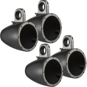 2 Pair (Qty 4) of Kicker KMTES 8" Weatherproof Marine Empty Tower Speaker Enclosures (Black)