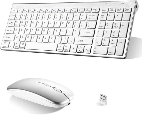 Rechargeable Wireless Keyboard Mouse, UrbanX Slim Thin Low Profile Keyboard and Mouse Combo with Numeric Keypad Silent Keys for OnePlus Ace 2V - Black in Saudi Arabia