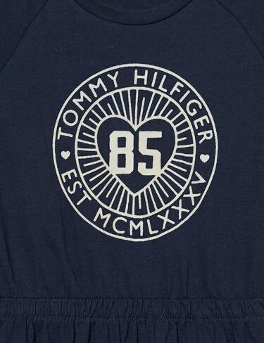 فستان تي شيرت قطني بأكمام قصيرة للفتيات من Tommy Hilfiger، ملابس كاجوال يومية، مقاس ناعم ومريح، زهرة الربيع الباهتة in Saudi Arabia