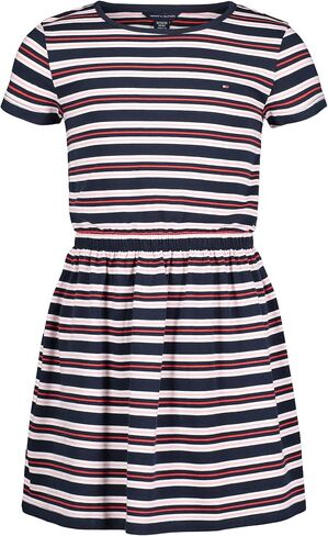 فستان تي شيرت قطني بأكمام قصيرة للفتيات من Tommy Hilfiger، ملابس كاجوال يومية، مقاس ناعم ومريح، زهرة الربيع الباهتة in Saudi Arabia