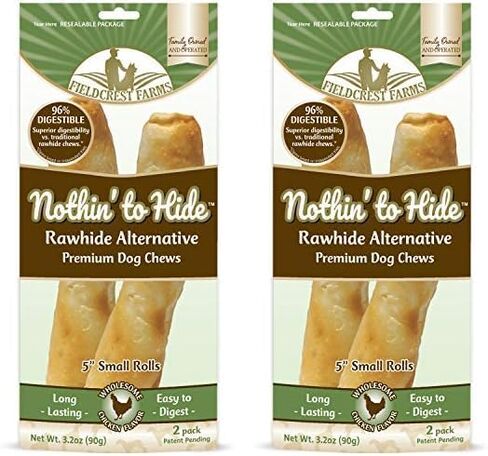 Fieldcrest Farms Nothing to Hide Natural Rawhide Alternative 5'' Rolls for Dogs - 3 Pack (6 Chews) Premium Grade Easily Digestible Chews (Chicken) in Kuwait