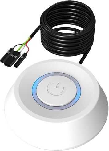 1.8m Pushbutton Desktop Computer Switch PC Motherboard External Start Power On/Off Button Extension Cable Round Startup Switch(White) in Saudi Arabia