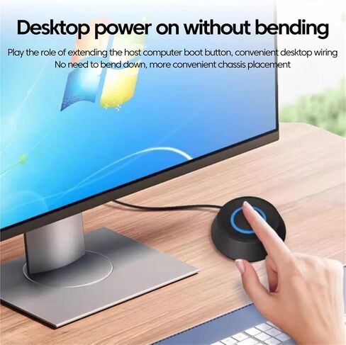 1.8m Pushbutton Desktop Computer Switch PC Motherboard External Start Power On/Off Button Extension Cable Round Startup Switch(White) in Saudi Arabia