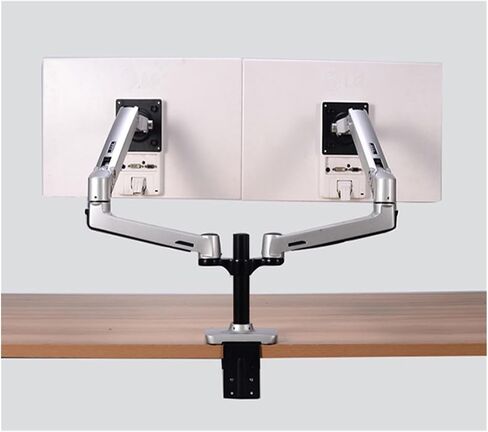 17-32" Dual Monitor Holder Mount Mechanical Spring Arm Aluminum Monitor Support Loading 10kgs Each Arm(Dual arm Silver Grey) in Saudi Arabia