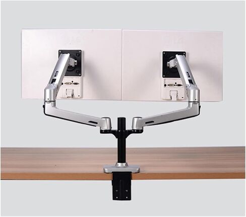 17-32" Dual Monitor Holder Mount Mechanical Spring Arm Aluminum Monitor Support Loading 10kgs Each Arm(Dual arm Silver Grey) in Saudi Arabia