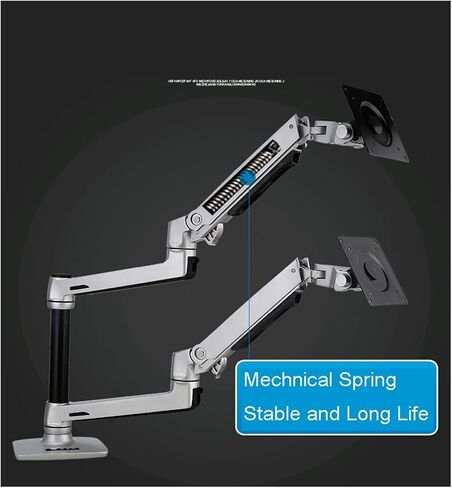 17-32" Dual Monitor Holder Mount Mechanical Spring Arm Aluminum Monitor Support Loading 10kgs Each Arm(Dual arm Silver Grey) in Saudi Arabia