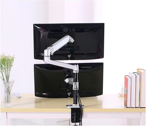 17-32" Dual Monitor Holder Mount Mechanical Spring Arm Aluminum Monitor Support Loading 10kgs Each Arm(Dual arm Silver Grey) in Saudi Arabia