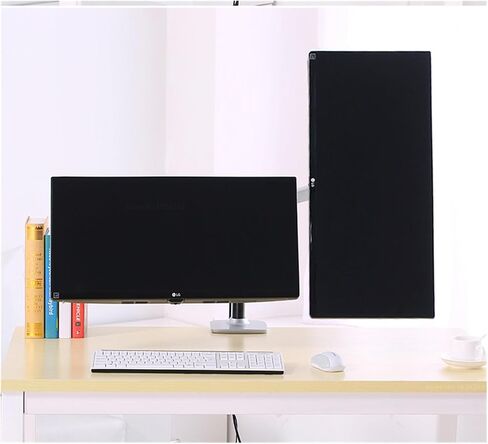 17-32" Dual Monitor Holder Mount Mechanical Spring Arm Aluminum Monitor Support Loading 10kgs Each Arm(Dual arm Silver Grey) in Saudi Arabia