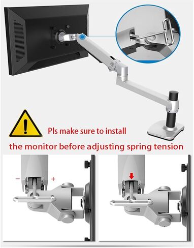 17-32" Dual Monitor Holder Mount Mechanical Spring Arm Aluminum Monitor Support Loading 10kgs Each Arm(Dual arm Silver Grey) in Saudi Arabia