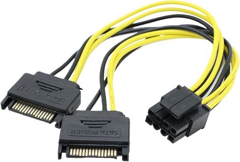 SATA 15pin to 8pin Graphic Card Power Adapter Cable 20cm PCIE SATA Power Supply Cable 8p to SATA for Bitcoin Miner Mining(8pin to 2 sata) in Saudi Arabia
