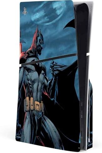 Skinit Decal Gaming Skin Compatible with PS5 Slim Disk Console - Officially Licensed DC Comics Batman Holding Batarang Art Design in Saudi Arabia