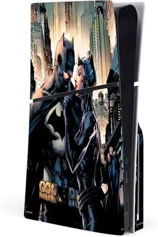 Skinit Decal Gaming Skin Compatible with PS5 Slim Disk Console - Officially Licensed DC Comics Batman Holding Batarang Art Design in Saudi Arabia
