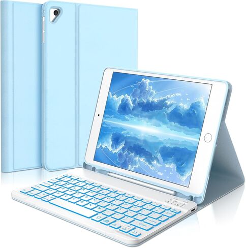 Backlit Keyboard Case for iPad 9.7 Inch,5th/6th Generation(2017/2018)&Air 2/1 (2014),7-Color Backlit,Detachable Wireless Keyboard with Built-in Pencil Holder Case for iPad Pro 9.7",Blue in Saudi Arabia