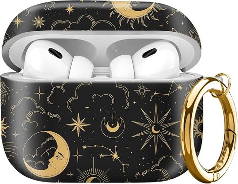 Compatible with AirPod Pro Case 2nd/1st Gen (2023/2022/2019),Shockproof Protective Cover with Keychain for Women,Cute Charging Case for Airpod Pro 2/1(Celestial Moon and Sun) in Saudi Arabia