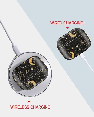 Compatible with AirPod Pro Case 2nd/1st Gen (2023/2022/2019),Shockproof Protective Cover with Keychain for Women,Cute Charging Case for Airpod Pro 2/1(Celestial Moon and Sun) in Saudi Arabia