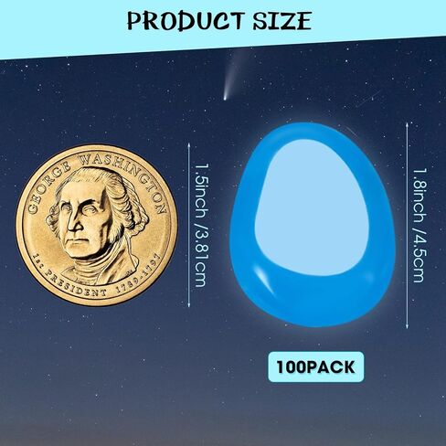 Landical 100 Pcs Glow in The Dark Pebbles 1.8 Inch Fish Tank Rocks Blue Aquarium Gravel Outdoor Glow in The Dark Rocks Luminous Stones for Garden Walkway Succulent Plant Gift Decor, 1600g/3.53lbs in Kuwait