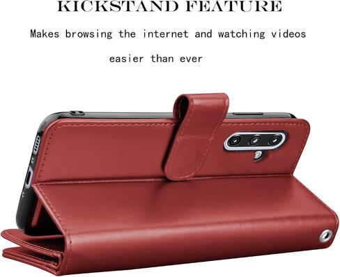NJJEX Galaxy A36 5G Case, for Samsung Galaxy A36 5G Wallet Case, [9 Card Slots] PU Leather ID Credit Holder Folio Flip [Detachable] Kickstand Magnetic Phone Cover & Lanyard for Samsung A36 [Wine Red] in Saudi Arabia