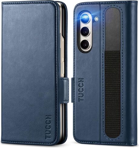 محفظة Tucch Case لـ Galaxy Z Fold 5 ، غطاء Kickstand مع [S Pen Holder] فتحة بطاقة حظر RFID ، PU Leather PC Shell Flip Folio متوافق مع Galaxy Z Fold5 5G 7.6 "2023 ، Black in Kuwait