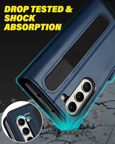 محفظة Tucch Case لـ Galaxy Z Fold 5 ، غطاء Kickstand مع [S Pen Holder] فتحة بطاقة حظر RFID ، PU Leather PC Shell Flip Folio متوافق مع Galaxy Z Fold5 5G 7.6 "2023 ، Black in Kuwait