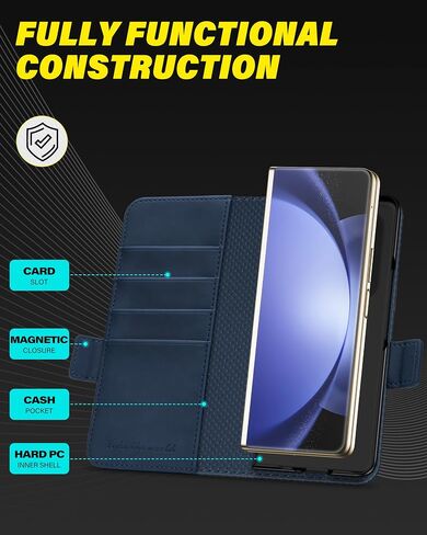 محفظة Tucch Case لـ Galaxy Z Fold 5 ، غطاء Kickstand مع [S Pen Holder] فتحة بطاقة حظر RFID ، PU Leather PC Shell Flip Folio متوافق مع Galaxy Z Fold5 5G 7.6 "2023 ، Black in Kuwait