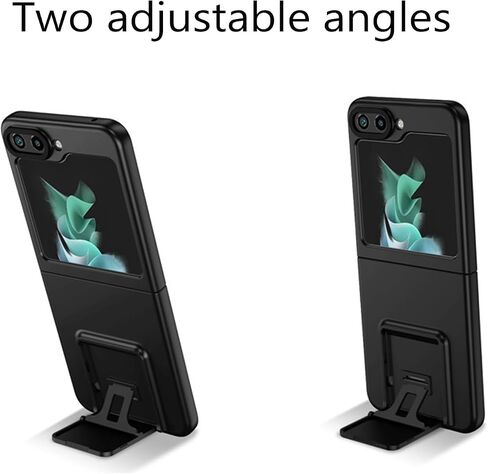 LUVI Compatible with Galaxy Z Flip 6 Case with Stand Adjustable Folding Invisible Kickstand Holder Shockproof Heavy Duty Slim Hard Protective for Women Man Black in Saudi Arabia